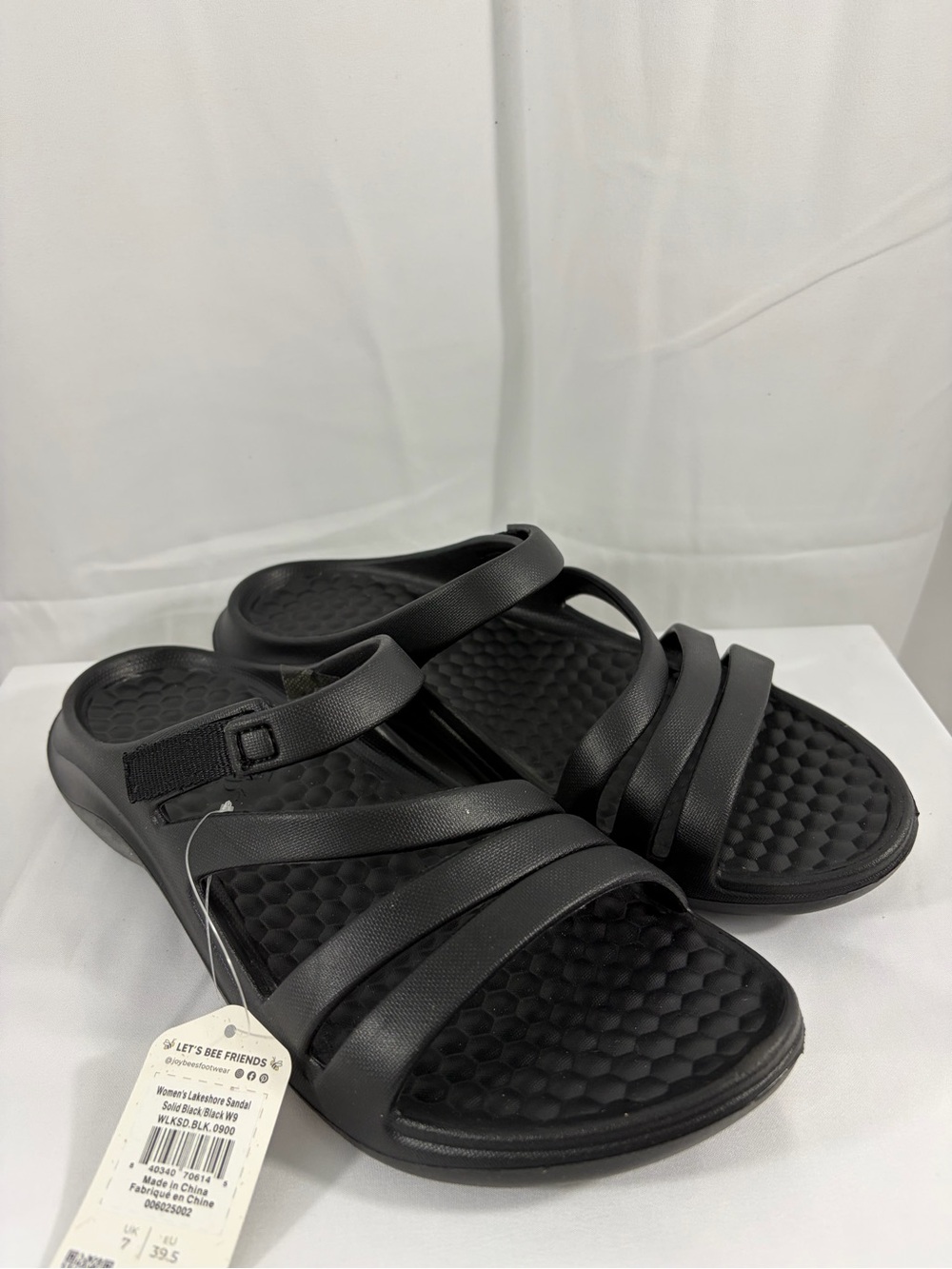 NWT Joybees Women's Size 9 Black Strappy Comfort Sandals